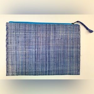 Straw Zip-Closure Clutch Bag